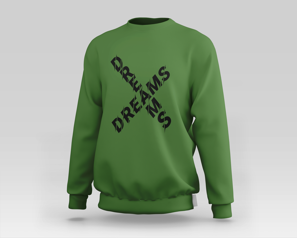 Dreams Crewneck Sweater in Army Green & Black
