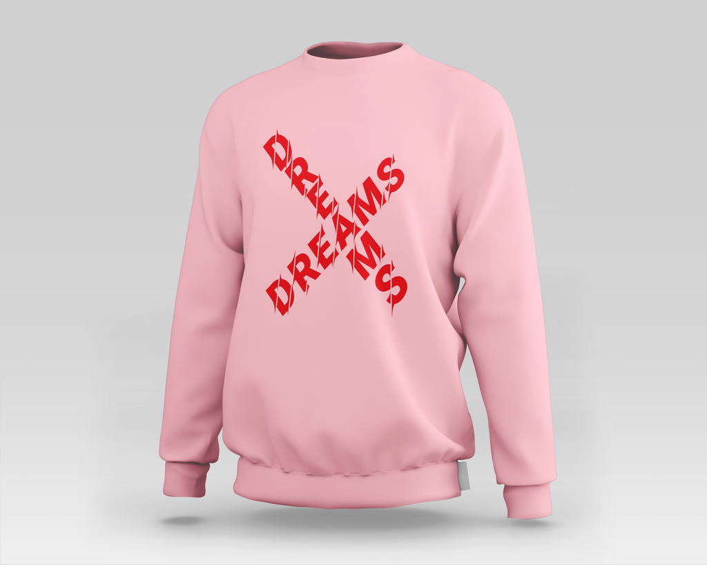 Dreams Crewneck Sweater in Pink & Red